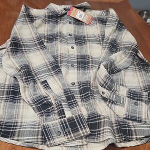 Eddie Bauer Men's Plaid Shirt In Navy And Cream